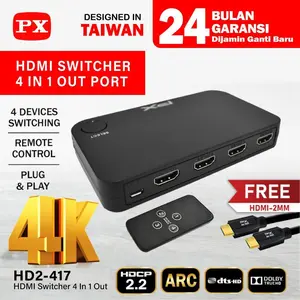 HDMI Switcher 4 Port 4K 3D Full HD + Remote Control PX HD2-417