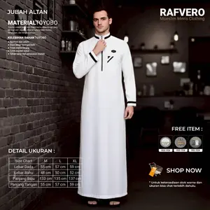 DZAURI Jubah Gamis Althan Zipper Premium / Jubah Muslim Pria Lengan Panjang