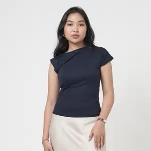 Aura Drape Shirt | Kaos Fitted Wanita Basic Top Kuliah | Lume Studio