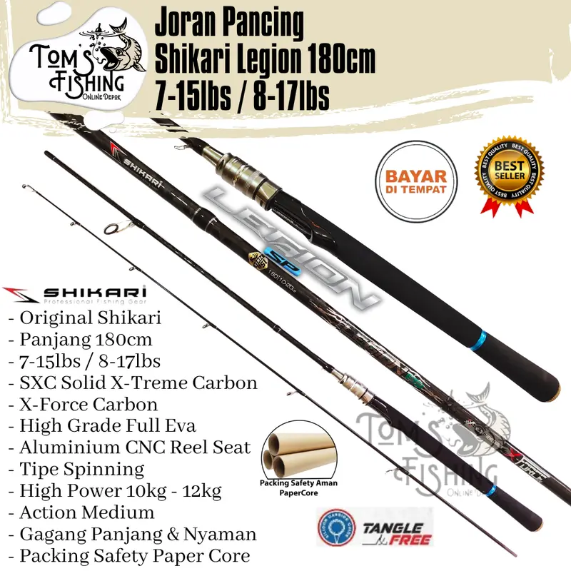 Joran Pancing SHIKARI LEGION 180cm Carbon Solid (12kg - 15kg) Full Eva Murah - Toms Fishing 0