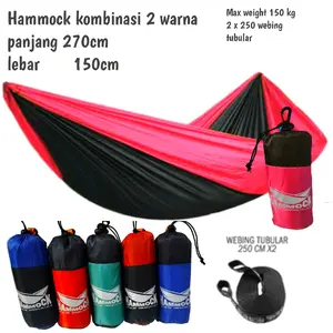 tempat tidur gantung Hammock Kombinasi Singel Layer 2 Warna Ayunan Camping Outdoor Ayunan Pohon Mak Beban 150 Sampai 200 Hammock Kombinasi Unik Cantik - Parasut tenda eiger parasut polyester boa nylon pink-abu h amok tebing anti tunggal ungu-abu hammocks