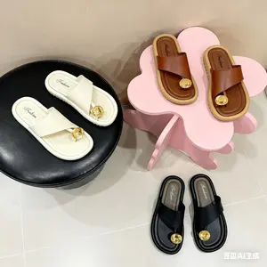 Sandal Untuk Wanita Modis Berlian Imitasi Sandal Pantai Bersol Tebal