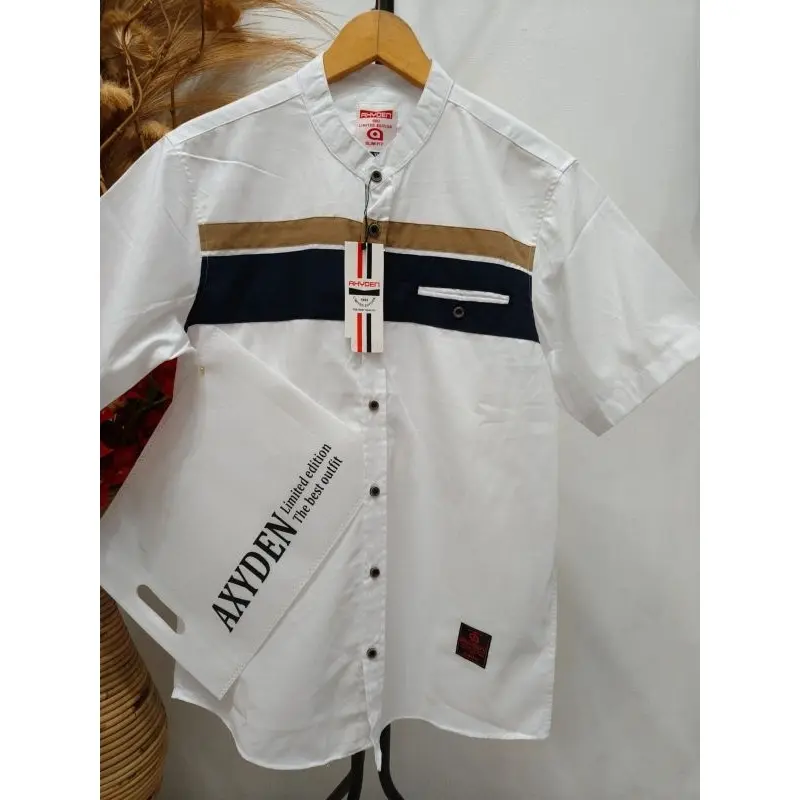 kemeja KEMKO AXYDEN PREMIUM QUALITY kemeja pria lengan pendek kerah sanghai kemeja motif terbaru 0