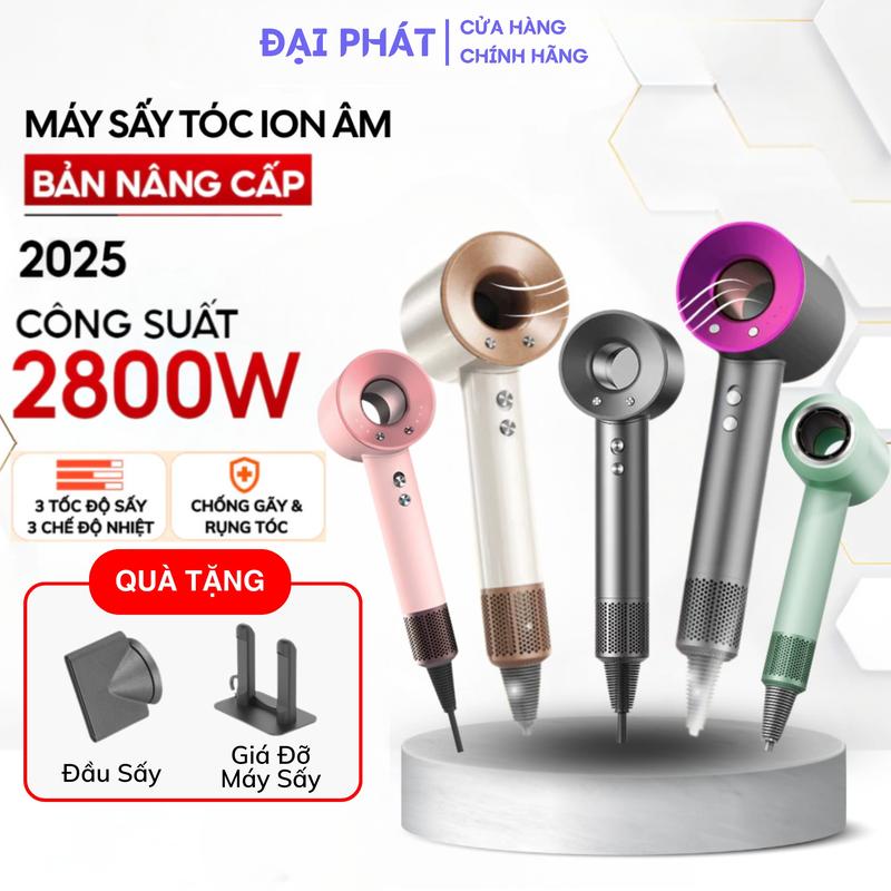 Máy Sấy Tóc Ion Âm 2 Chiều Nóng Lạnh Không Cánh 3 Tốc Độ Công Suất 2800W Kèm…