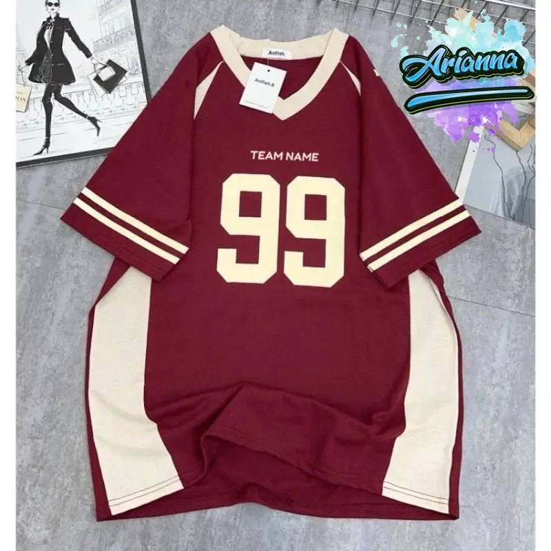 【Free Custom Name & Number】Korean style Men's Women's Red Sports T-Shirt 3D Digital Print Couple Jersey Oversize Unisex Clothing T-Shirts Trend Street Youth Short Sleeved Tees