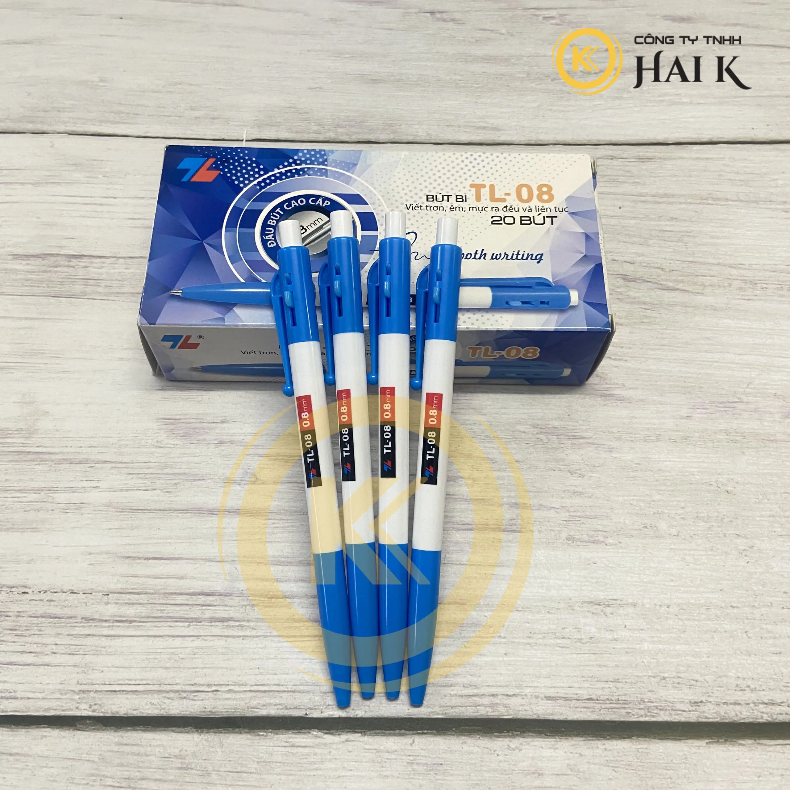 Bút bi màu xanh Thiên Long gel TL08 ngòi 0.8mm