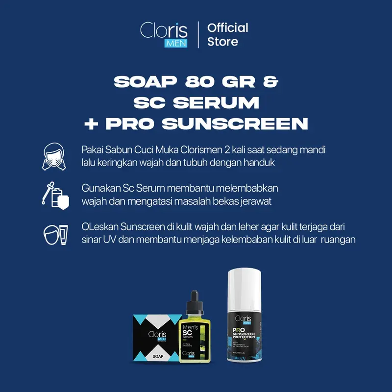 Paket Termurah Clorismen Soap 80gr + SC Serum - Pembersih Atasi Jerawat dan Mencegah Penuaan Dini Bopeng Kerutan Memudarkan Muka 5