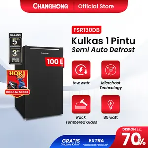 Changhong Kulkas 1 pintu (Refrigerator) Lemari Es Kapasitas 100 Liter – Black FSR130DB
