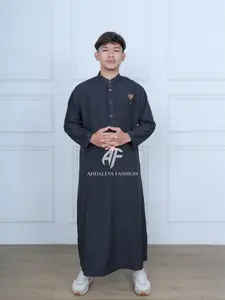 Jubah  Muslim Pria Dewasa Remaja Model Kancing Sultan - Gamis Laki Laki kekinian Muslim Katun Polymicro