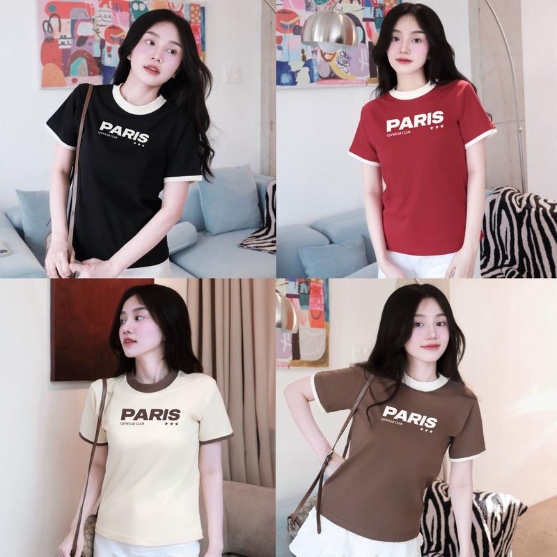 Hàng Mới Áo thun Babytee Paris Hack Dáng - Premium Cotton - 250gsm