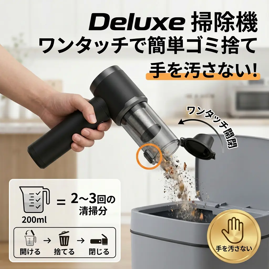 ☆ハンディークリーナー 掃除機  充電スタンド付き ワンタッチゴミ捨て 充電スタンド付き 掃除機 ワンタッチゴミ捨て ハンディークリーナー