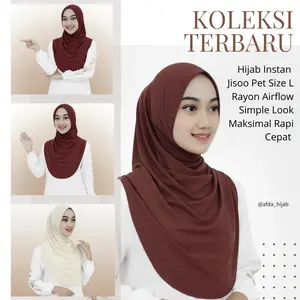 AFDA – Hijab Instan Jisoo Pet Size L – Rayon Airflow Simple Look, Maksimal Rapi – Cepat, Siap Dipakai