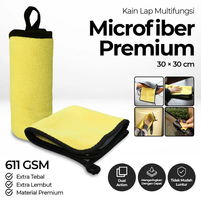 Xinyuan Kain Lap Microfiber Premium Mobil Multifungsi 611 GSM 30x30cm Car 0