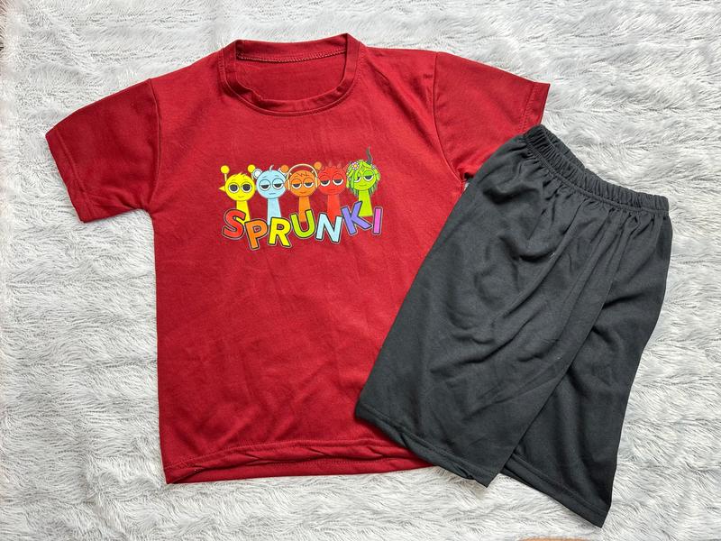 AS - SETELAN KAOS SPRUNKI CELANA PENDEK HITAM ANAK UNISEX USIA 3-12 TAHUN 4