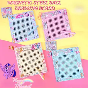 GEMBIRA TOYS My Little Pony Bola Magnetik Logam Besar Papan Gambar Mainan Kreatif Penenang Stres Aksesoris Gantungan Tas
