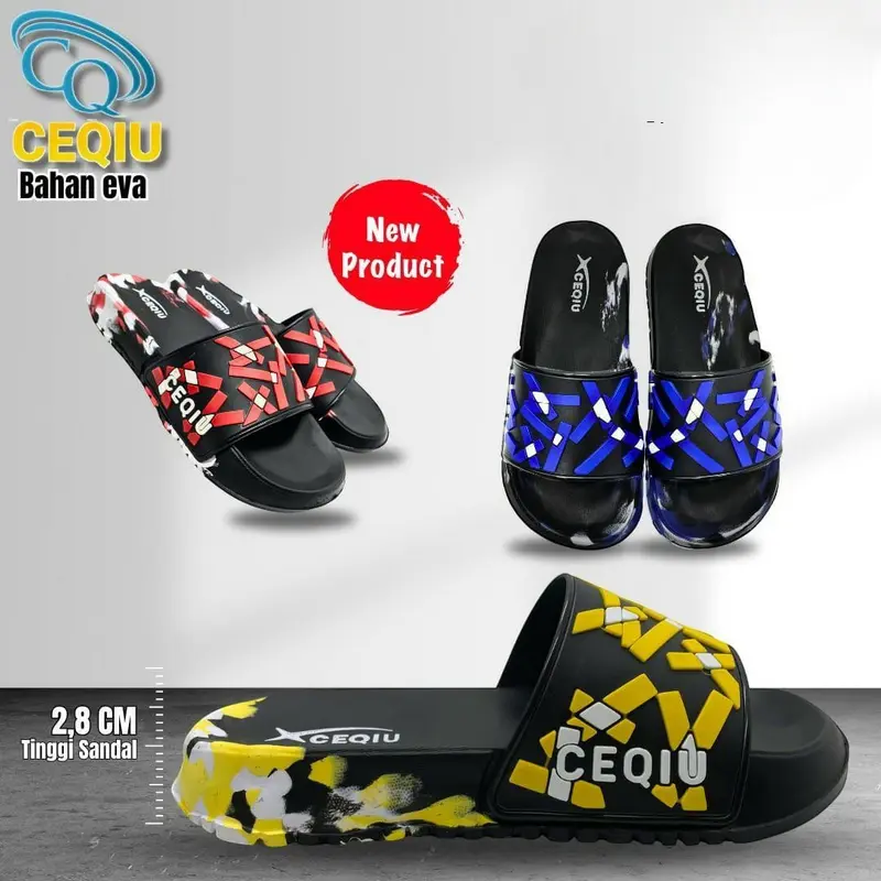 New Sandal Slide Laki-laki Anak - Dewasa Model Sandal Slide Motif Batik Keren Dlx Ceqiu 0