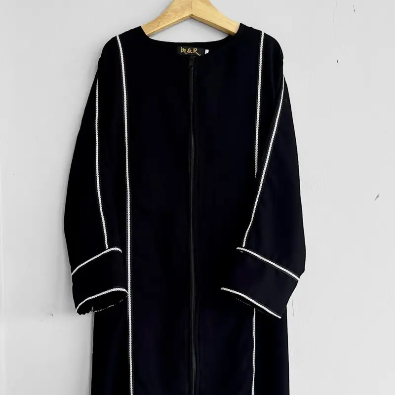 Abaya Anak List Pita Jetblack Kiara 4-12 Tahun -  Gamis Muslim Hitam Jetblack anak perempuan Variasi Putih Dress Tanggung 2