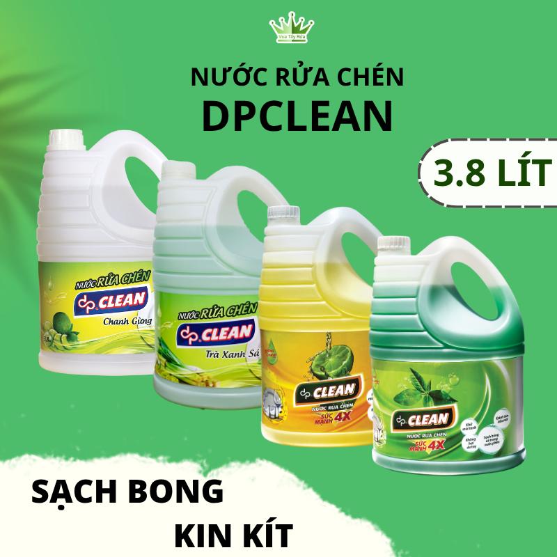 Nước rửa chén dpClean can 3,8L hương thơm tự nhiên khử mùi tanh an toàn cho da tay chén dĩa sạch bóng