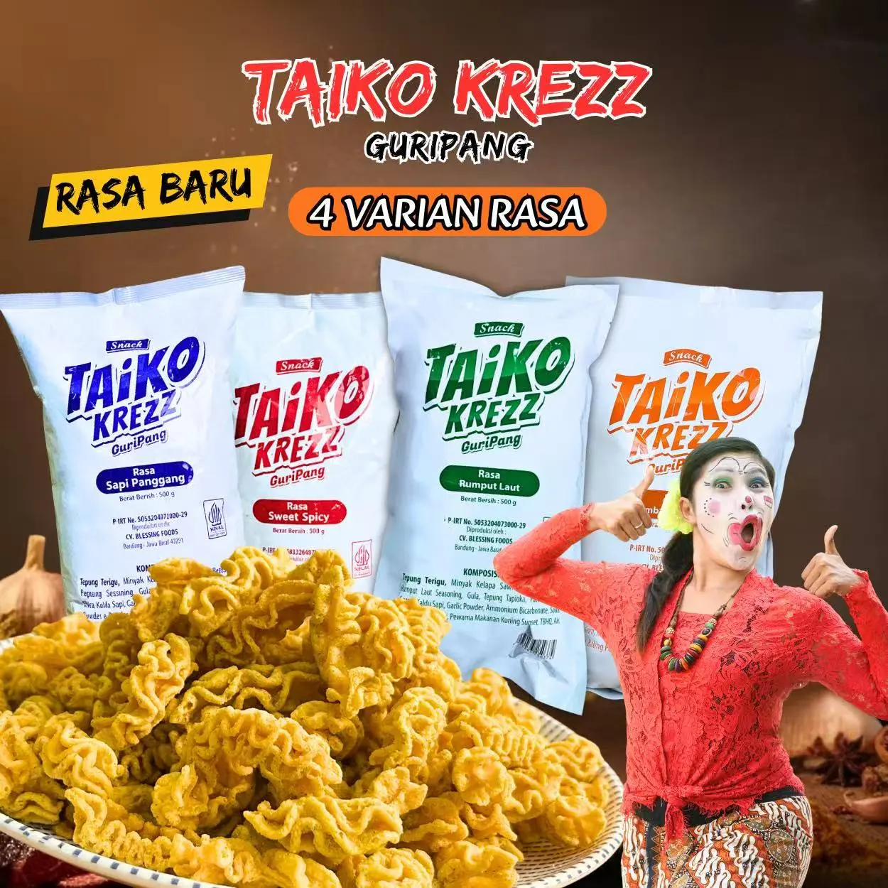 (HALAL) taiko krezz RASA BARU/Camilan ikan cumi kembang/Camilan murah/ Hadiah makanan/Camilan higienis/snack box/mukbang snack/snack 500g/snack 1kg/cemilan/cemilan enak simple/snack box kekinian/asmrmukbang/Cemilan Murah Halal/Cemilan