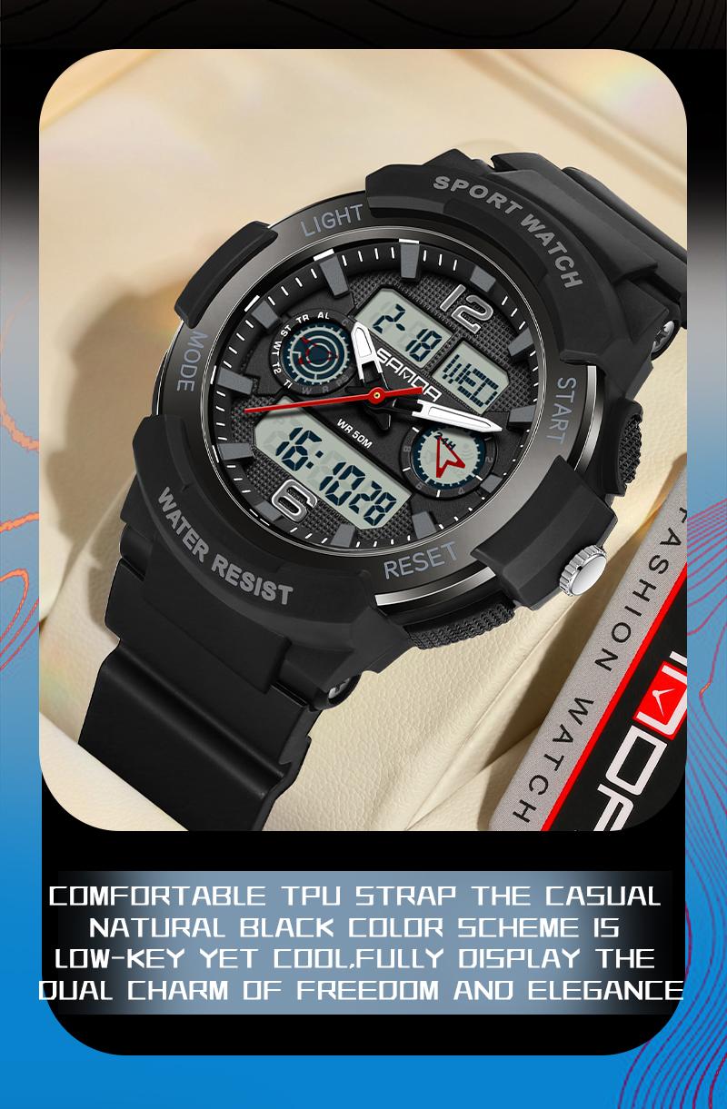 Product Introduction of SS24 Sanda 6188 Men's Fitness Outdoor Sports Watch Student Fashion Sports Waterproof Watch, Electronic Watch 26