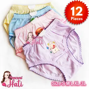 Lusin / 12 Pcs Celana Dalam Anak Perempuan CD anak Cewek Polos Motif Fashion