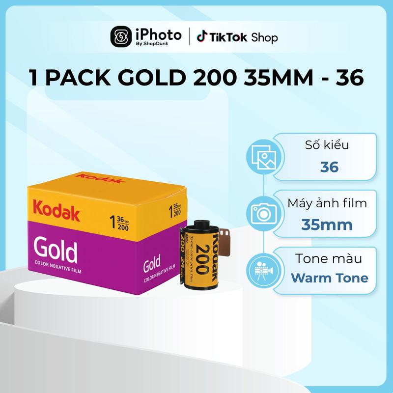 Kodak Gold GB Film 200 35mm 36 Exp Boxed, Số ảnh 36, IOS 200