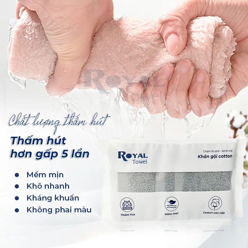 Khăn tắm khách sạn Royal 60x120cm với sợi bông cotton dày thấm hút tốt Nhà Tắm 4