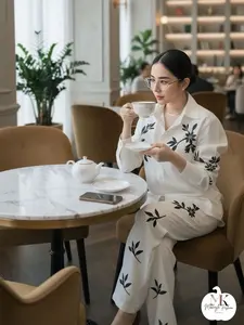 New One Set BordirYuri - Lengan 7/8 Nyaman Bahan Soft Denim Jeans