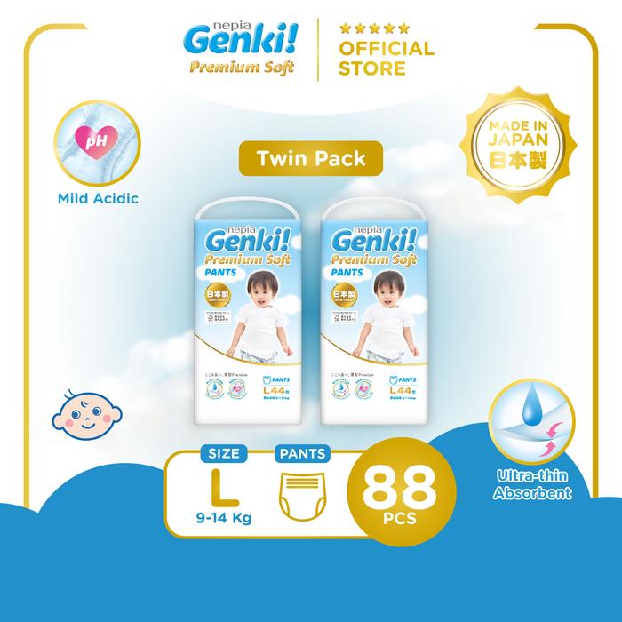 Gambar [2 Pack] Nepia Genki Jumbo Popok Bayi Pants Popok Celana Bayi Diapers Premium Soft [9-14 kg] Ukuran L44 - Twin Pack dari Nepia Genki & Neppi Kota Administrasi Jakarta Utara Tokopedia