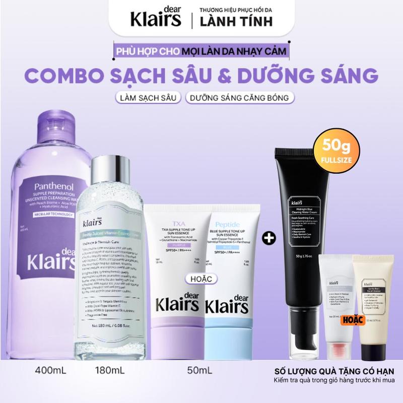 Combo 3 món Nước hoa hồng Vitamin Essence 180ml + Kem chống nắng Tone Up Sun…