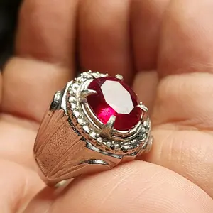 DCincin batu ruby cutting dim 12x10 KC / merah delima siam / cincin pria