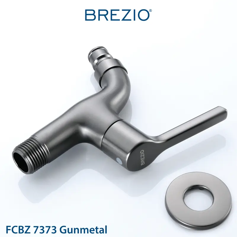 BREZIO Keran Mesin Cuci Selang Taman Dinding Tembok Kran Air Brass Kuningan Chrome Krom Grey Abu Black Hitam Gunmetal Gun Metal FCBZ 7173 FCBZ 7273 FCBZ 7373 4