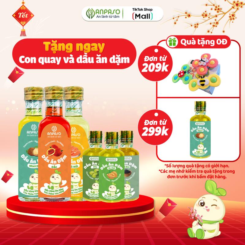  Dầu Ăn Dặm Cho Bé Anpaso - Dầu Chiên Xào - Ép ở nhiệt độ thấp giúp bé hấp thu tốt hơn các vitamin tan trong dầu A D E K chai 50ml-100ml 