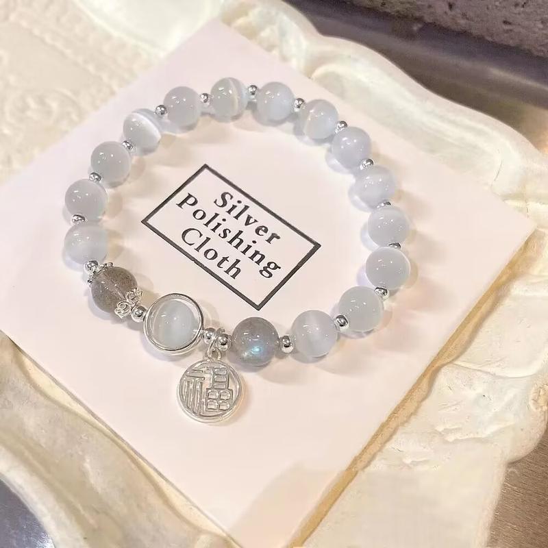 Vòng Tay Bướm Thủy Tinh, Nữ, Thiết Kế Đặc Biệt Vòng Tay Ánh Trăng Xám, Dễ Phối Đồ, Duyên Dáng Và Hợp Xu hướng, Thích Hợp Làm Quà Tặng Học Sinh, [DBS] Phụ Kiện Kiềng vòng  italian 3