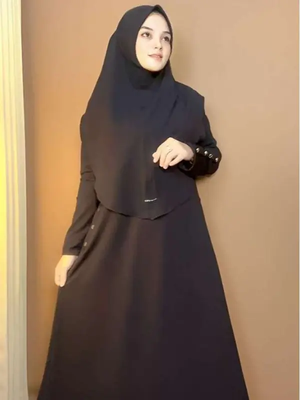 Cahaya Gallery  - Keyra Dress Batwing Button Knit Premium - Maxi Dress Kekinian Muslim Panjang Dewasa Wanita Kondangan Casual Hitam Gamis Pesta Remaja Mewah Lebaran 2
