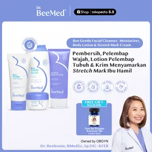 [4pcs Set] Dr.BeeMed Bee Gentle Facial Cleanser 60ml + Bee Gentle Balancing Moisturizer 20g + Bee Gentle Moisturizing Body Lotion 200g + Stretchmark Cream 100g | Bundle Ibu Hamil & Menyusui BPOM