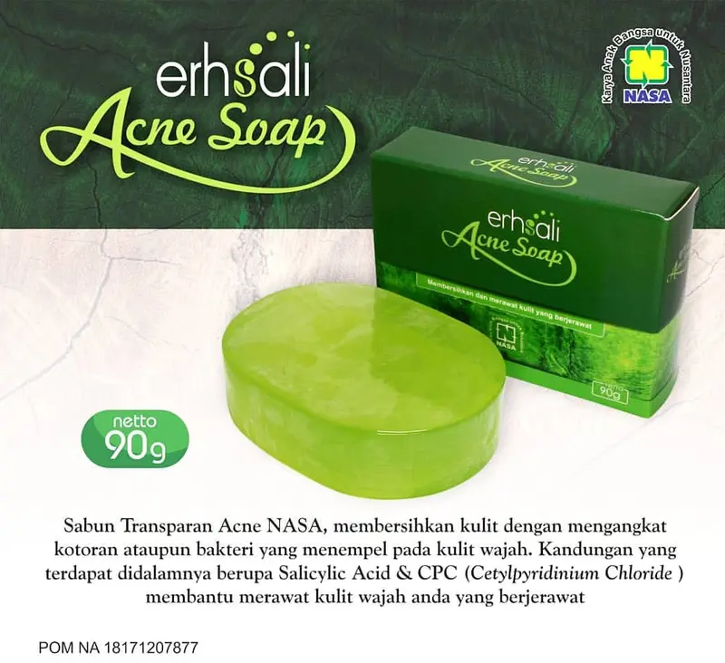 Bebas Jerawat dan Kulit Mulus Alami dengan Sabun Erhsali NASA pembersih badan sabun  mandi Menyembuhkan Soap 2