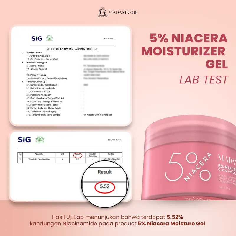 [DOKTIF APPROVED] [SPECIAL CREATOR] Madame Gie 5% Niacera Glow Moisture Gel - Skincare Pelembab dan Pencerah Wajah 5