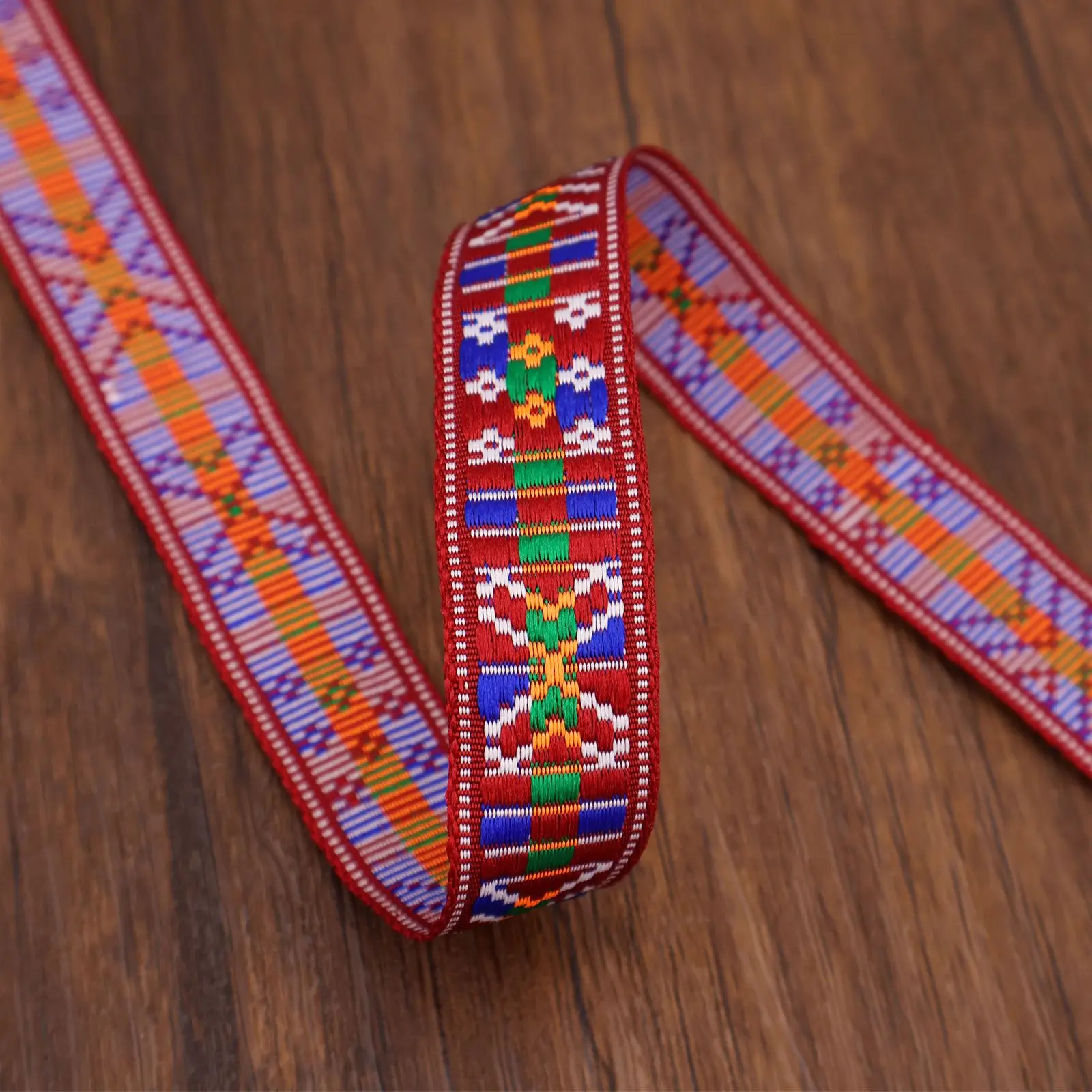 Jacquard Ribbon Boho Lace Trim 2cm Embroidery Ribbon for Handmade Bag Crafts