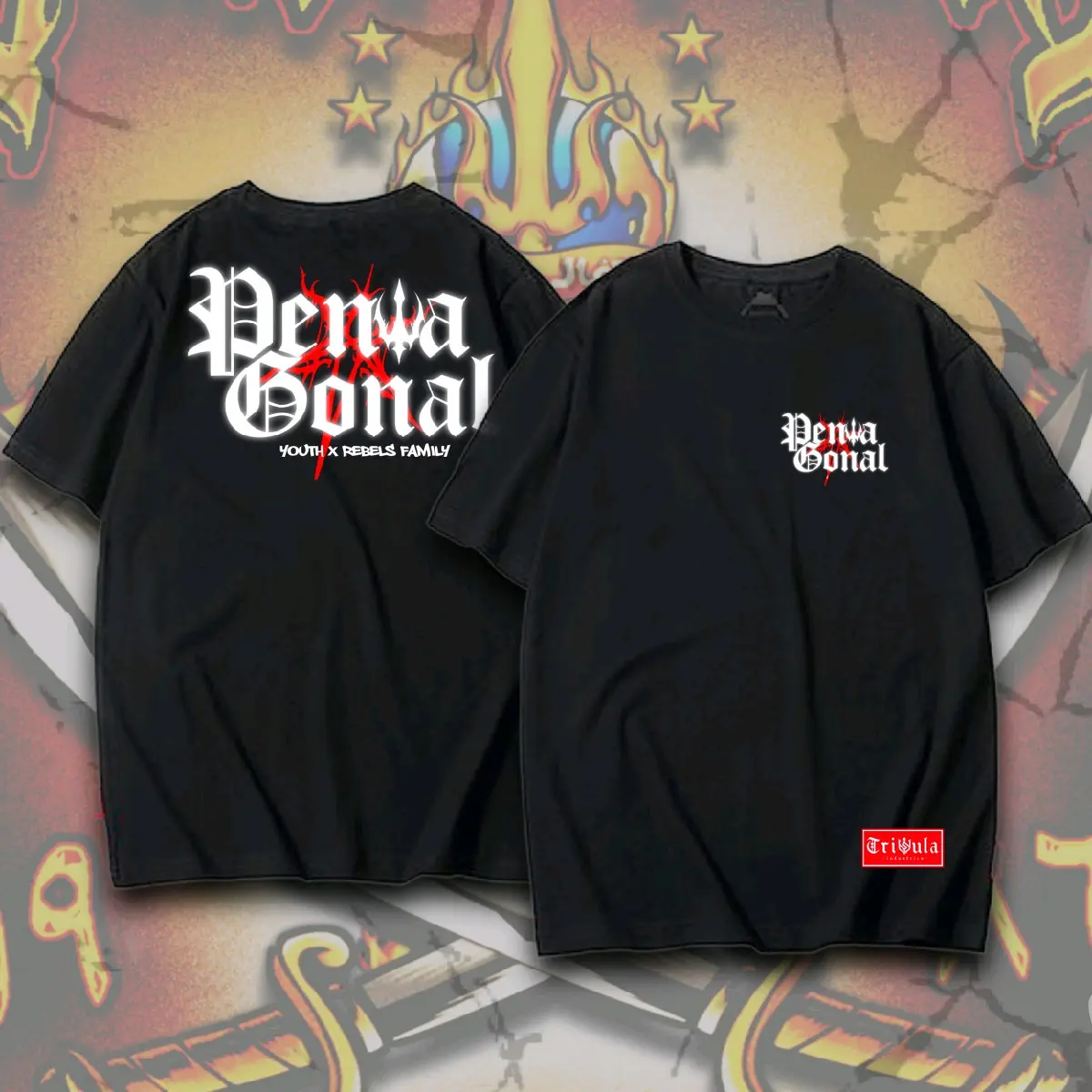 KAOS PAGAR NUSA PENTA GONAL  REFLEKTIF ( MENYALA)