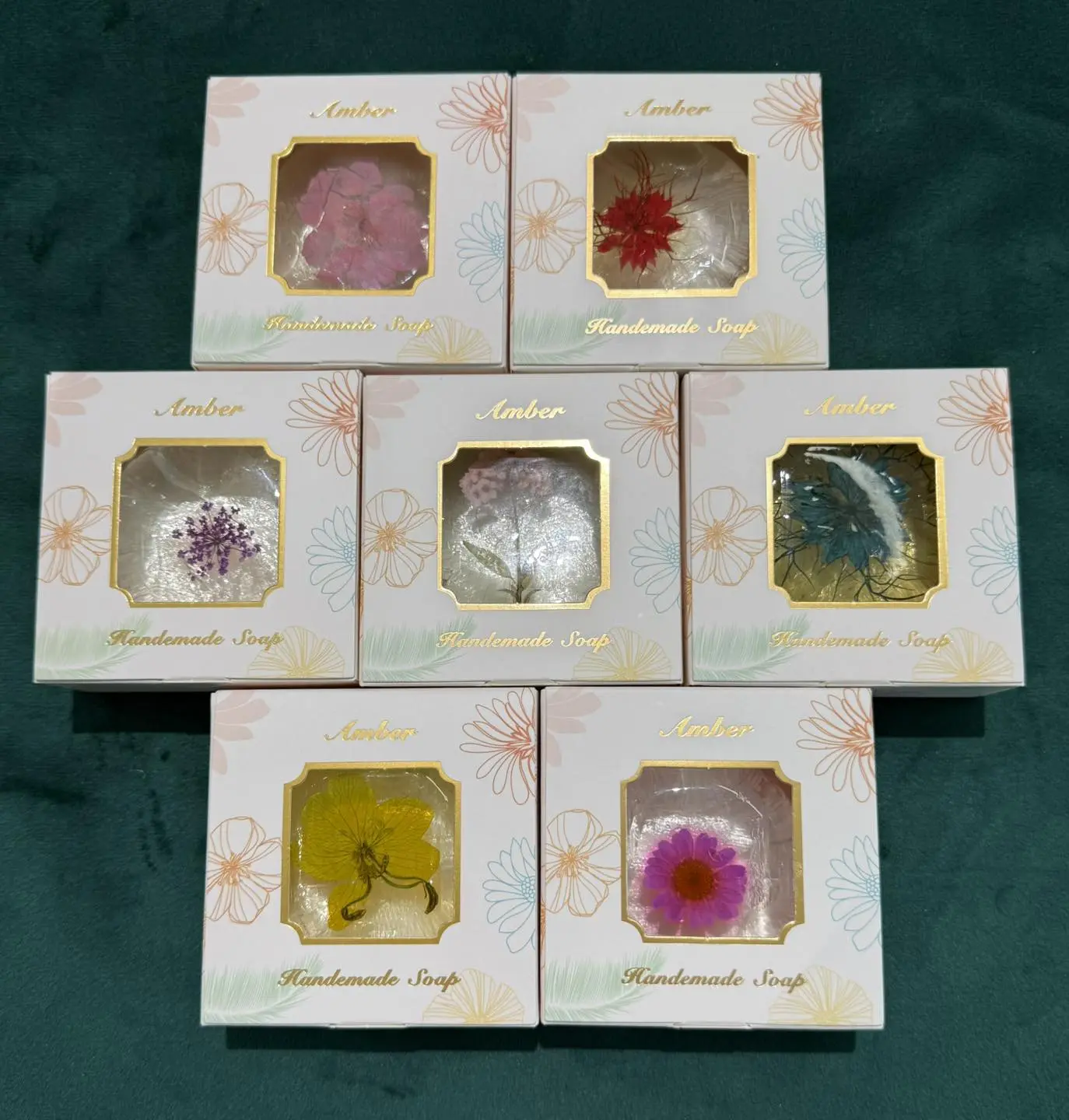 Hand- Made Amino Acid Soap with dried flower in the center