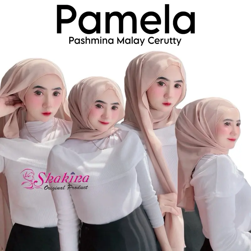 Pamela Pashmina Instan Bahan CERUTTY BABYDOLL Pashmina Malay Inner Bando Iket Design Ovale Bisa Bolak Balik 1 Lapis Kerudung Muslim Ceruti Jilbab Ceruty Panjang