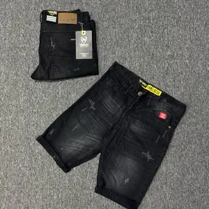 Celana Pendek Sobek Black Viper Denim Jeans Tebal Panjang Pria - Slim Fit Street - Lembut denim outfit Hitam Distro Stretch