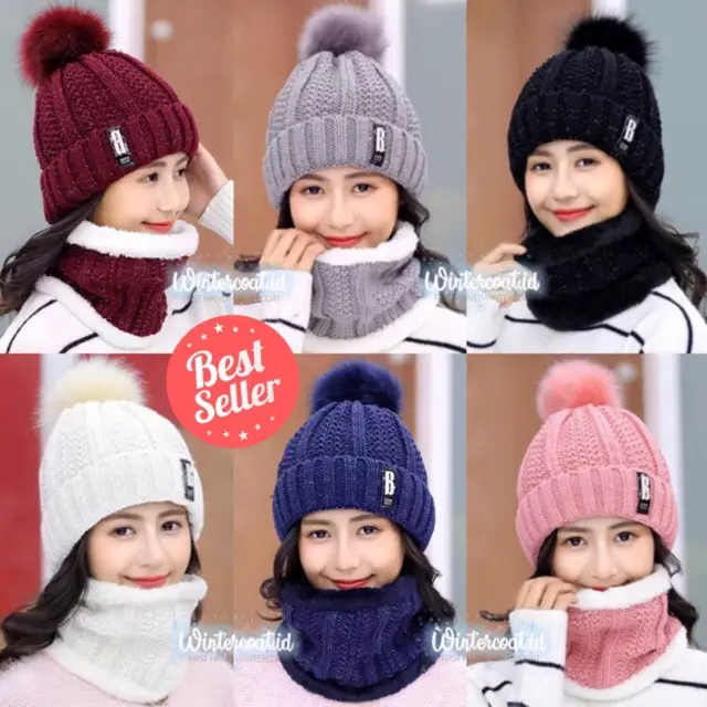 Beanie hat dan Neck warmer 1 set Bianca wanita anak cewek topi winter kupluk hangat tebal musim dingin 0