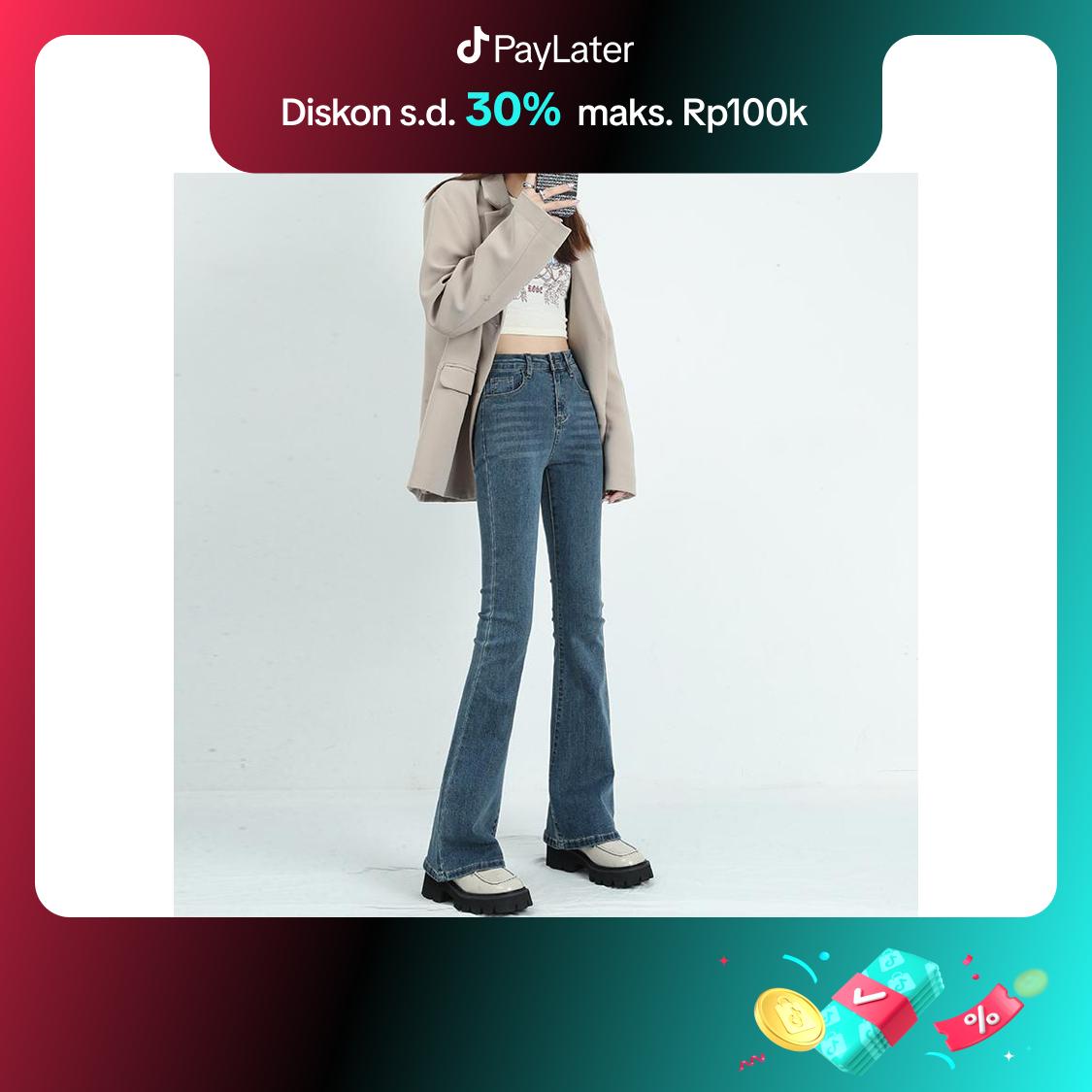 lulu-jeans Celana Jeans Cutbray Wanita /  Jeans Cutbray Wanita Biru Retro Highwaist Import 2026