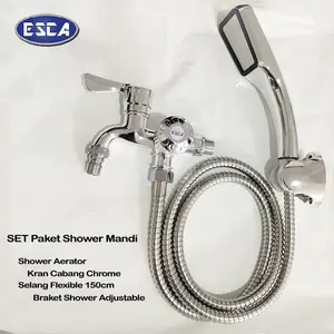 ESCA Paket Komplit Kran Chrome Shower Mandi Shower Aerator