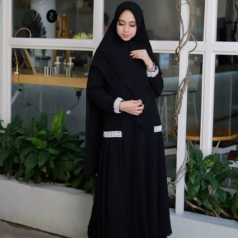 Mayara Syari Set + Khimar / Gamis Syari Set / Gamis Ceruty Premium / Gamis Syari Wanita / Gamis Khimar Wanita Muslimah / Setelan Syar'i / Gamis Plus Khimar / Dress + Hijab Ceruti Kancing 4