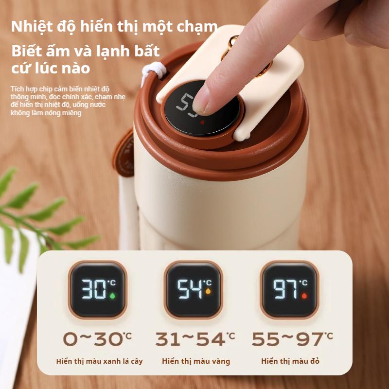 Cốc Giữ Nhiệt Thép Không Gỉ 316 Màn Hình Nhiệt Độ Thông Minh – Cốc Cà Phê Cao Cấp Cho Cô Gái, Thiết Kế Tinh Tế, Kèm Cốc Nước, Phù Hợp Văn Phòng binh giu nhiet 2