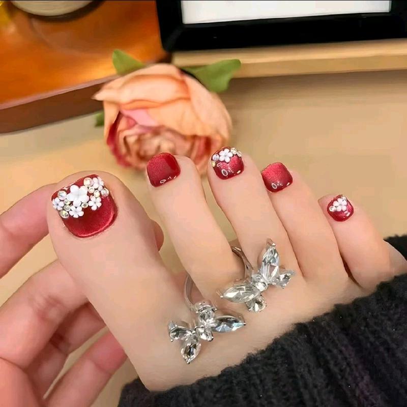 Mã J107_ Nail Box mắt mèo xinh đẹp bộ 24 móng chân giả dành cho Nữ + được kèm phụ kiện keo dán