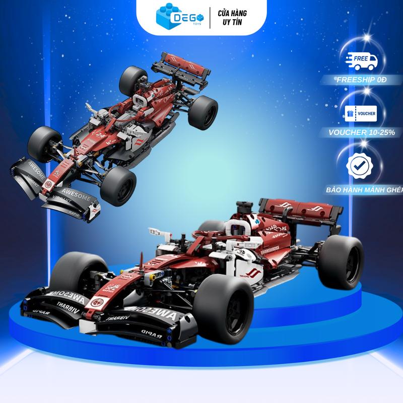Mô hình lắp ráp siêu xe đua F1 màu Đỏ trắng JZH-051 Tỉ lệ 1:10  , đồ chơi lắp ráp siêu xe đua F1 Dego Toys